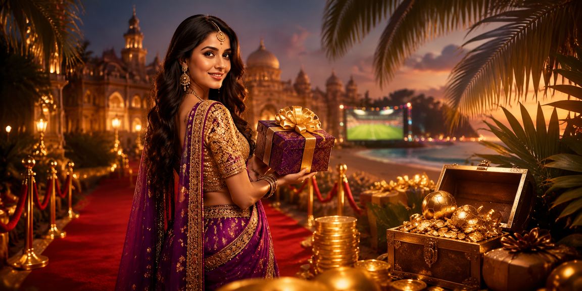 Historic Lucknow city with festive red envelopes and beach imagery